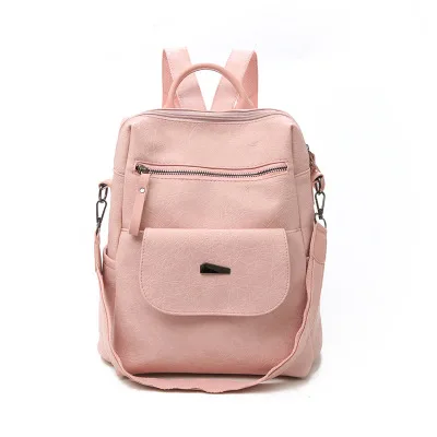 pink Beibaobao Модный мягкий Многофункциональный уличный трендовый черный женский рюкзак Повседневная сумка через плечо из искусственной кожи для девушек и женщин - Цвет: pink