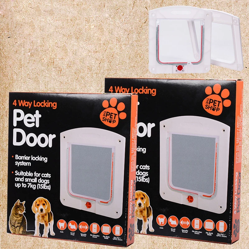 Pet Door Free Entry And Exit Two-way Safety Dog Cat Flap with Security PP Material Puppy Hole