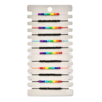 

Bohemian 12pcs/lot Rainbow LGBT Seed Beads Bracelet For Women Man Bead Adjustable Rope Chain Anklet Best Friendship Jewelry