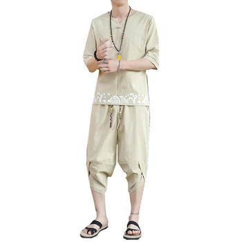 

Men's Casual Tracksuit Shorts Sleeve T-Shirts and Shorts Running Jogging Athletic Chinese Style Sports 2 Piece Set Outdoor Wear