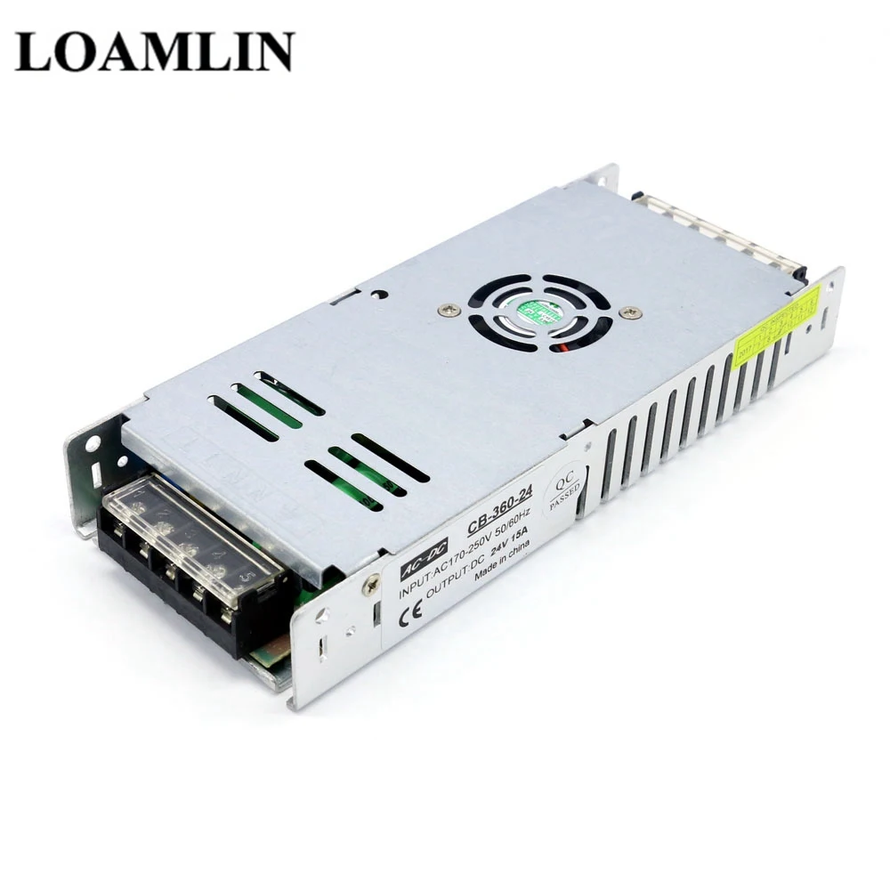 Питание DC 24V 15A 360 Вт светодиодное освещение Трансформатор для Светодиодные ленты при отраженного света драйвер адаптера питания