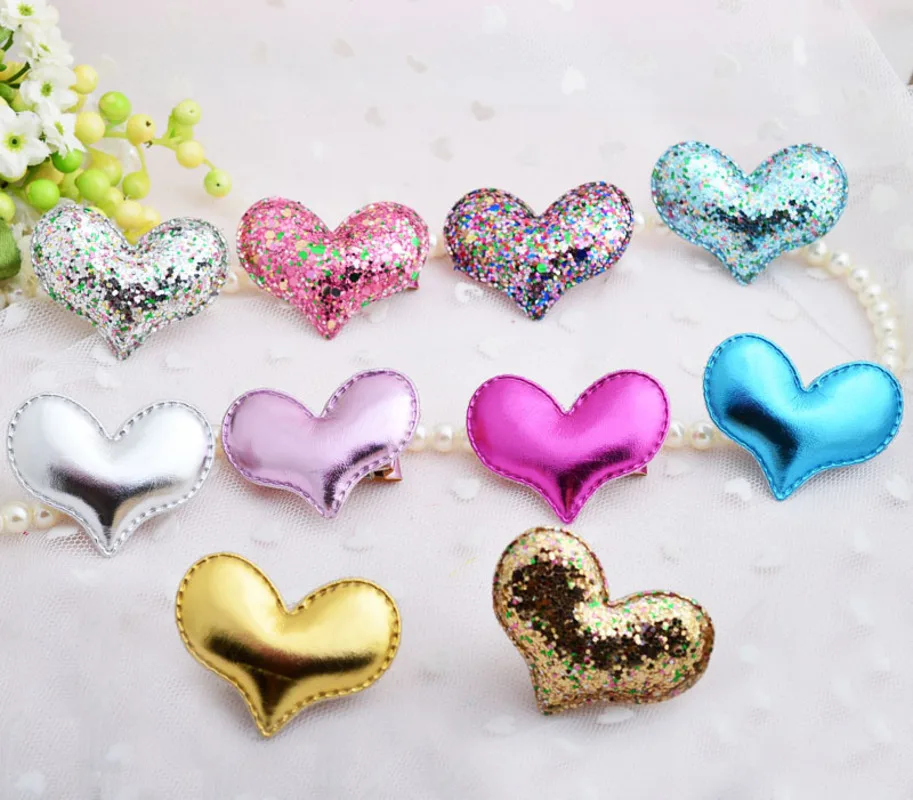 Заколки для волос из ПУ кожи с блестками и сердечками|accessories fashion|fashion accessorieschildren