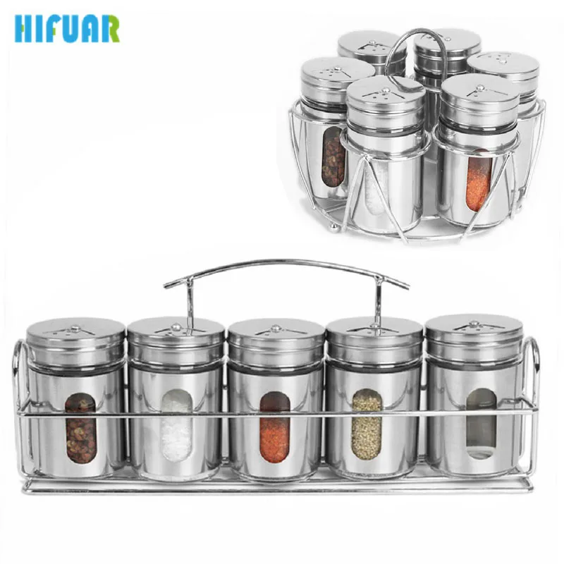 

Stainless Steel Spice Jar kitchen accessories Seasoning Sprays Jar Bottle Glass Pepper salt Shaker Cruet Condiment Cooking tools