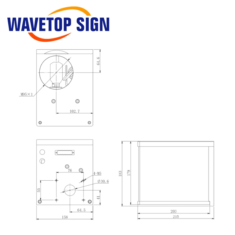 WaveTopSign 10.6um CO2 лазерное сканирование Galvo головка Входная Диафрагма 25 мм 30 мм 32 мм Гальванометр сканер с питанием