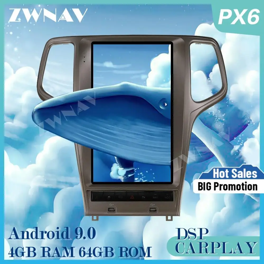 Автомобильный мультимедийный плеер Tesla Style Android 9 0 экран для Jeep Grand Cherokee 2010-2013 GPS