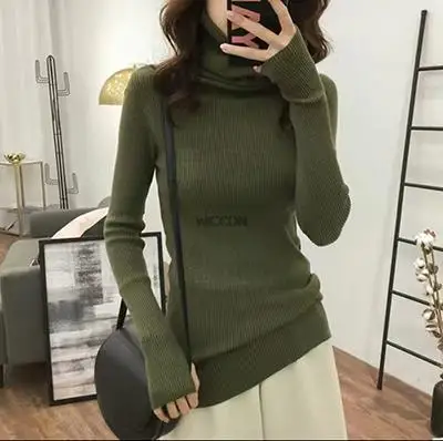 2021 Autumn Women Pullover Tops Female Knitted Sweaters Solid Concise Turtleneck Elasticity Elegant Office Lady Casual All Match summer crop top Tees