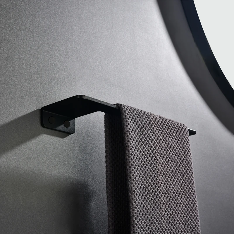 Aluminum Towel Holder Black Towel Bar Wall Mounted Ring Bathroom Accessories Rack For Kitchen Hardward