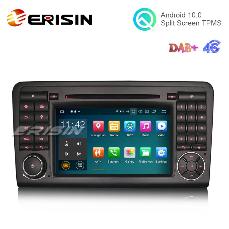 Erisin ES5183L 7 &quotAndroid 10 0 автомобильный DVD с GPS радио WiFi BT DAB TPMS для Benz ML Class W164 GL