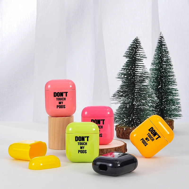 

Hard Plastic Earphone Case For Apple airpods Case Luxury Simple Text 6-Colour Airpods Case in Bluetooth Earphone Accessories