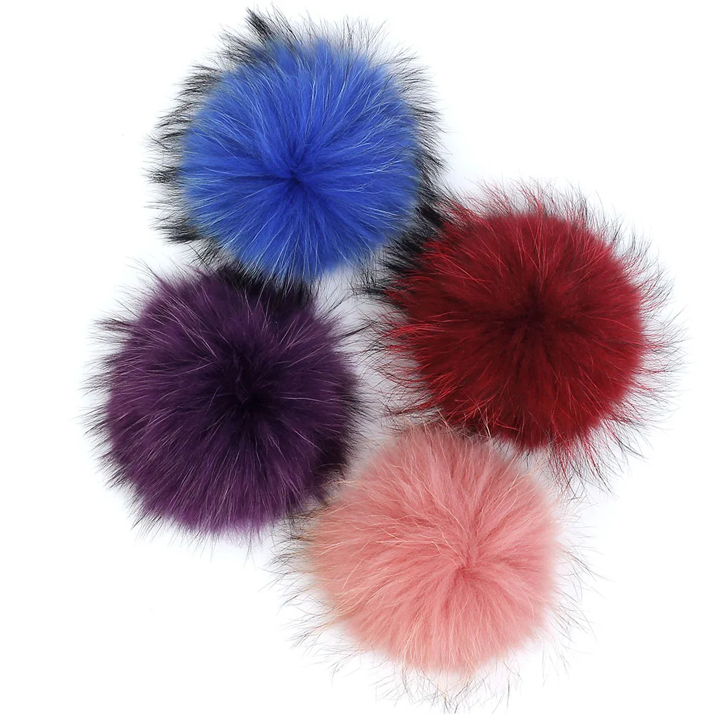 15 см самодельные одноцветные помпоны из меха енота для женщин и детей, зимняя шапка и шапка, шапочки, меховой помпон
