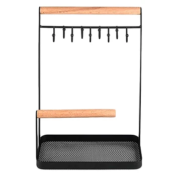 

Jewelry Organizer Display Stand Holder with Tray and Hooks for Necklace, Bracelets, Rings, Watches Desk Jewelry Stand Organizer