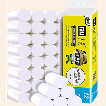 

In Stock Toilet Paper Raw Wood Pulp Paper Roll Paper White Color Face and Hand Cleaning Paper Pattern Paper