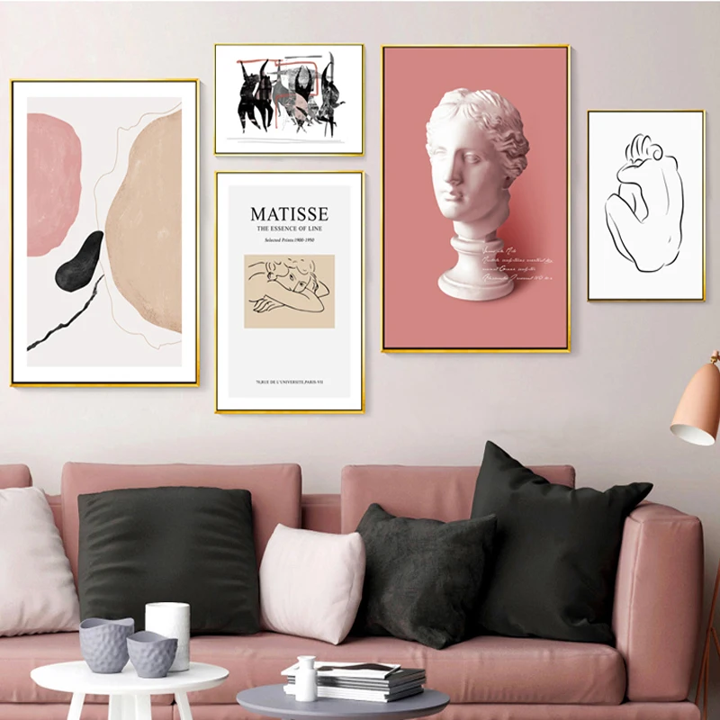

Nordic Minimalist Abstract Line David Plaster Canvas Paintings Matisse Posters Prints Wall Art Pictures for Living Room Decor