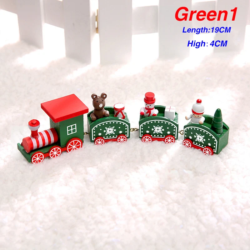 Navidad деревянный Рождественский поезд новогодняя игрушка подарок для детей Снеговик Рождественская елка украшения для домашнего праздника - Цвет: Green Train 1