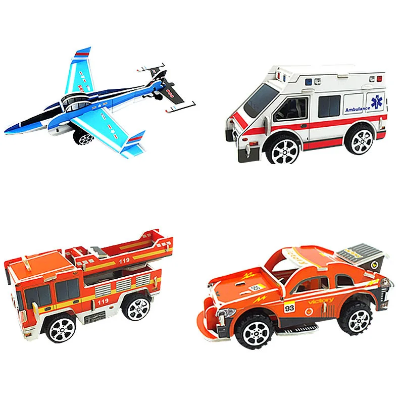 

3d Puzzles Boys Model Paper Handmade Girls Baby Toys DIY Pull Back Car Aircraft Jigsaw Puzzle Educational Toys Gift