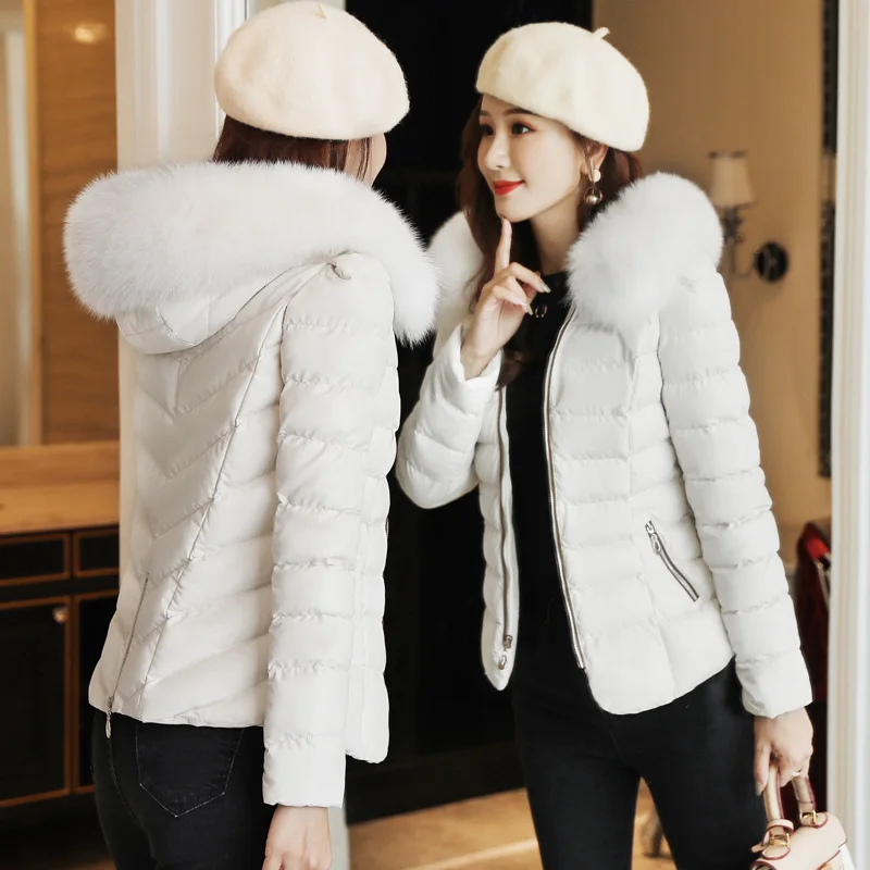 

2019 Winter New Style WOMEN'S Wadded Jacket Short PU Leather down Feather Cotton Overcoat Short-height Korean-style Small Cotton