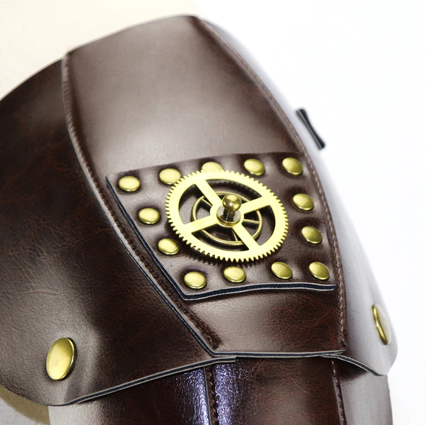Steampunk Arm Guard Retro Gear Mechanical Medieval Cyberpunk Leather Shoulder Armor Archer Shield Prop Cosplay Anime Accessory