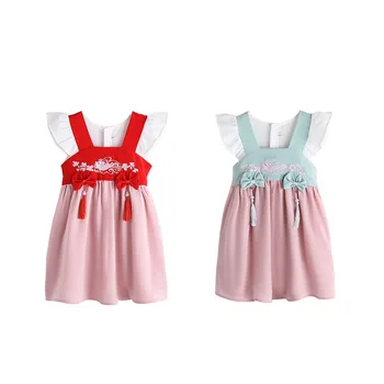 

Baby Dress Chinese Traditional Summer Vintage Floral Pattern Girls Dresses Cheongsam Wedding Party Costume Children Clothing