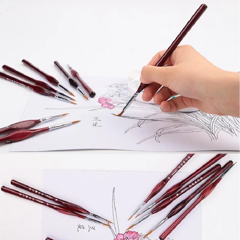 1 uds profesional de pelo de marta juego de pinceles de pintura-arte en miniatura cepillos para dibujo Gouache pincel para óleo arte suministros