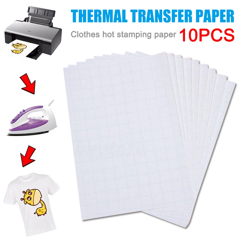 10 Pcs Fabric Decal Paper Heat Transfer for T-shirt Light Color Clothing Home S7#5