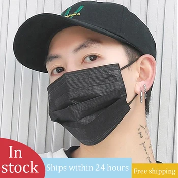 

Disposable Black Mask 4 Layer Fabric Protective Face Anti-fog Dust Safe Dustproof Moth Shield Guard Wholesale 100PCS In Stock