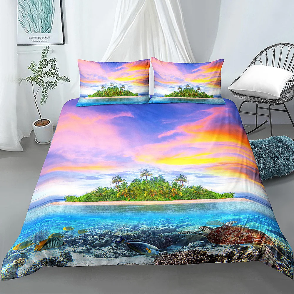 

2/3PCS Fantasy Colorful Sunset Glow Pattern Duvet Cover Bedding Set for Bedroom Quilt Cover with Pillowcase Bed Decor All Size