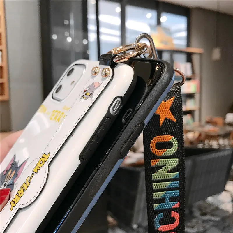 Мягкий чехол для iPhone 11 Pro Max задняя крышка для iPhone 6 6s 7 8 Plus X XR XS чехол для телефона браслет-кольцо мультфильм Том Джерри IMD