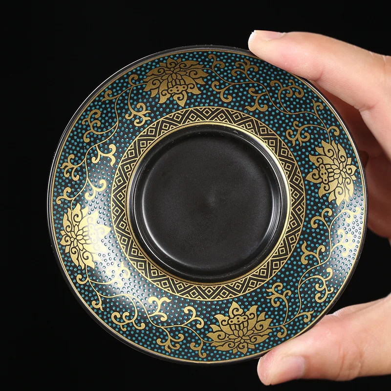 Chinese Teaset Classical Gaiwan Tea Cups Black Clay Tureen 180ml Lid Bowl Saucer Traditional Handmade Tea Brew Cup