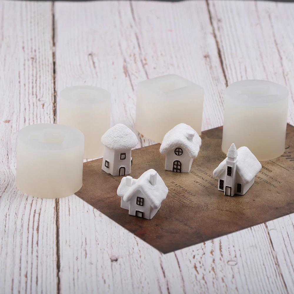 New Hut Scented Candle Silicone Mold DIY Creative Cabin House Fondant Cake Handmade Soap Plaster Epoxy Resin Aroma Mould | Дом и сад