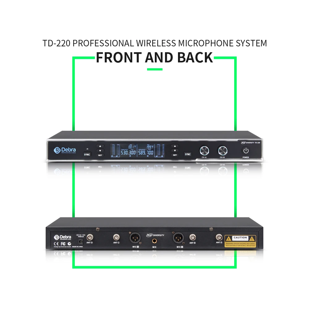 Настоящее разнообразие! TD-220 Профессиональный 2 канала UHF Беспроводной система микрофонов беспроводные Беспроводной для вокала певица караоке
