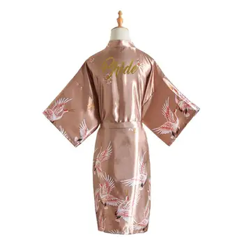 

Silk Glitter Prints Brides Robe Sexy Women Short Mini Satin Wedding Kimono Robes Sleepwear Nightgown Dress Bathrobe Pajamas