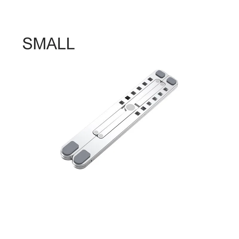 small size silver Подставка для ноутбука из алюминиевого сплава, портативная, регулируемая по высоте, настольная, вентилируемая, охлаждающая, для ноутбука, держатель, складной, ультра, для MacBook - Цвет: small size silver