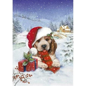 

DIY Full Drill Diamond Painting Snow Christmas Gift Dog Cross Stitch Craft Kit