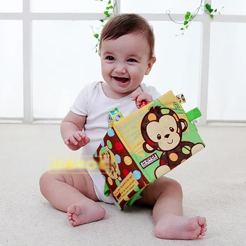 

Infant Cloth Book Cartoon Animal Pattern Baby Soft Activity Crinkle Cloth Books Educational Learning Toys