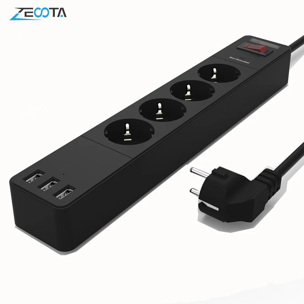 Мощность полосы 4 штепсельная вилка европейского стандарта розетки с USB для
