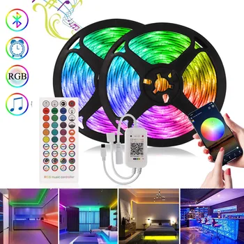 Led Strip Licht Met Afstandsbediening Bluetooth Smd 5050 Rgb Tape Neon Strip Muziek Sync Led Light Voor Plafond Indoor decoratie Led Strip Licht Met Afstandsbediening Bluetooth Smd 5050 Rgb Tape Neon Strip Muziek Sync Led Light Voor Plafond Indoor decoratie