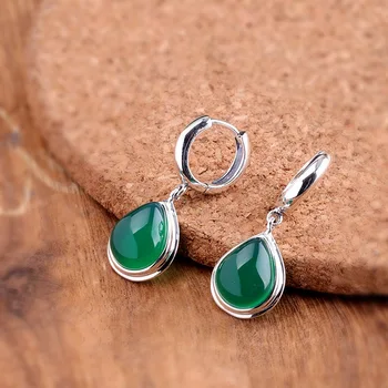 

direct marketing the new 925 sterling silver jewelry earring water droplets women's fashion chrysoprase earrings