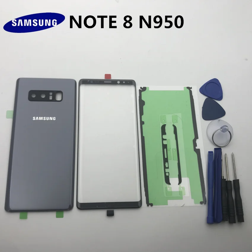 NOTE8, новинка,, для samsung Galaxy NOTE 8, N950, N950F, Задняя стеклянная крышка, задняя крышка, крышка батареи, дверь+ передняя стеклянная линза+ клей+ Инструменты