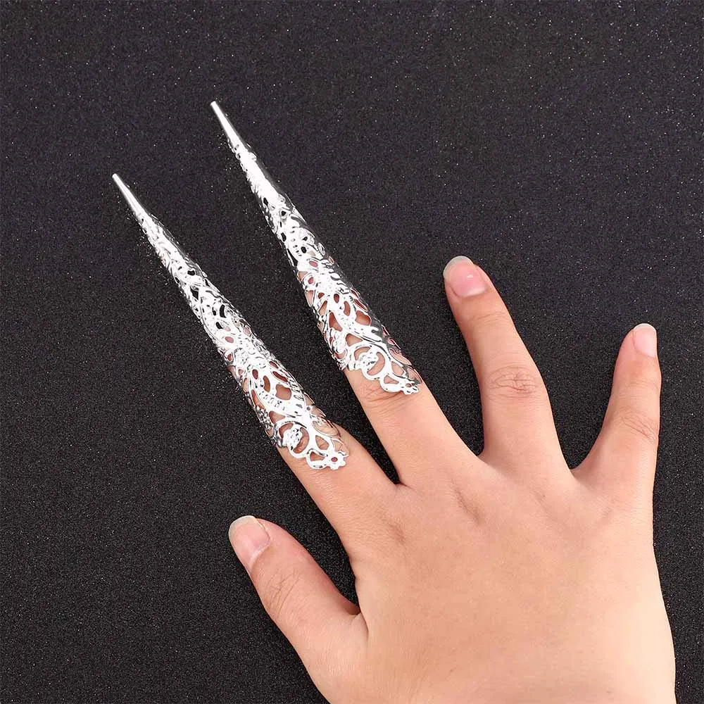 5 Pcs Ancient Costume Antique Style Queen Nail Rings Set Knuckle Finger Ring Finger Tip Protection Belly Dance Accessories