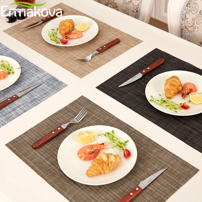 

ERMAKOVA 4 Pcs/Lot Placemats Table Mats Non-Slip Washable Place Mat Heat Resistant Tablemat Dining Table Disc Bowl Pad Coaster