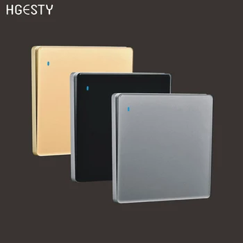 

1/2/3/4 Gang 1 Way Wall Switch Push Button Switch Wall Light Switch With LED Indicator Gold Crystal Glass Panel For Bedroom