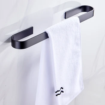 

Bathroom Towel Holder Towels Rack Hanger Black Silver Space Aluminum Wall Hanging Towel Bar Organizer Kitchen Storage Shelf