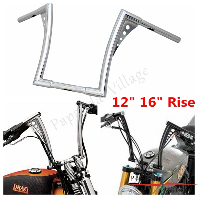Мотоциклетная вешалка 12 дюймов 16 Rise 1 1/4 для кафе Racer APE руль Harley FLST FXST Sportster XL Softail Dyna