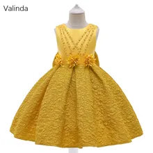 

Pearled Little Girl Dress Knee Length Formal Wear Kids Clothing