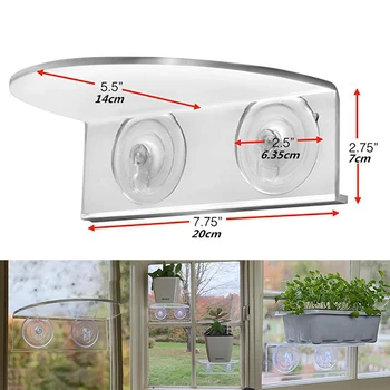 

1* Display Stands Suction Cup Window Frame Plant Ledge Acrylic Display Rack Indoor Garden Display Practical