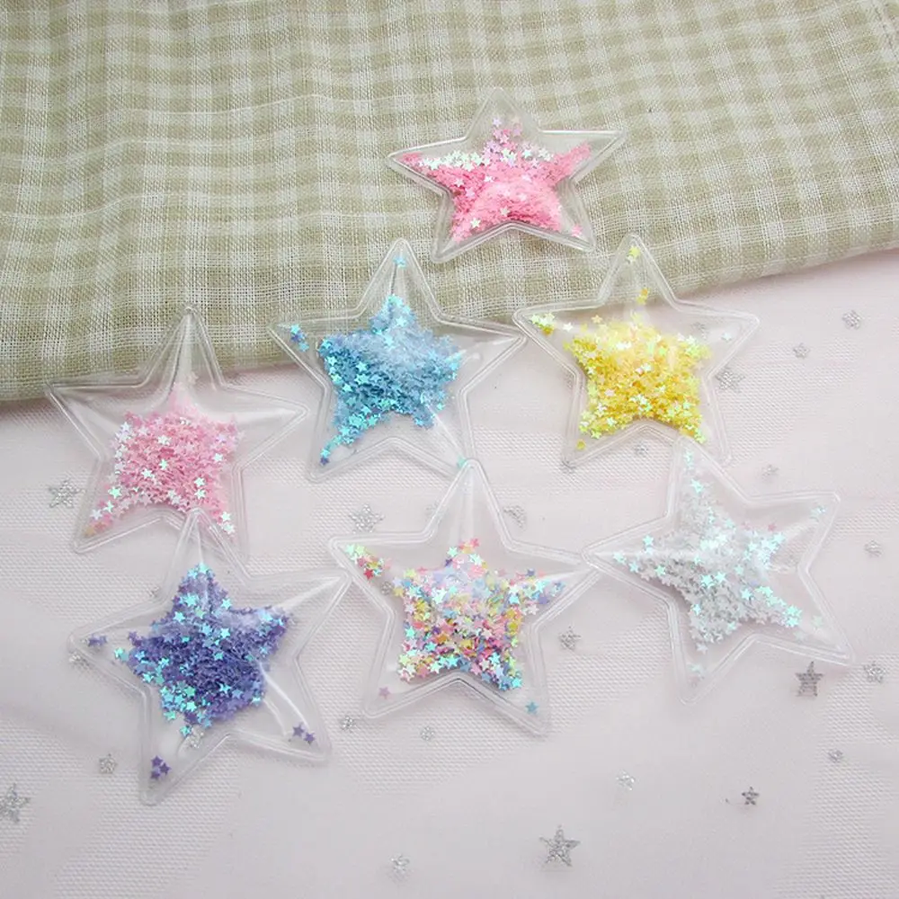 

10Pcs/Lot Appliques Flowing Patches Candy Color Quicksand Sequins Stars Hair Clip Bling Star Children Toys DIY Hair Tools