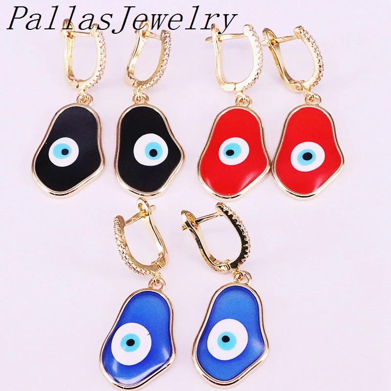 

5Pairs, Gold color fashion jewelry enamel eyes charm dangle earring