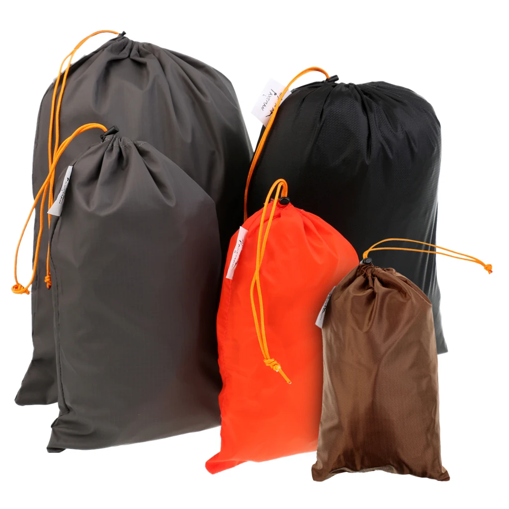 5 Pieces/ Set Drawstring Camping Travel Stuff Sack Reusable Durable Luggage Clothes Shoes Tools Storage Bag