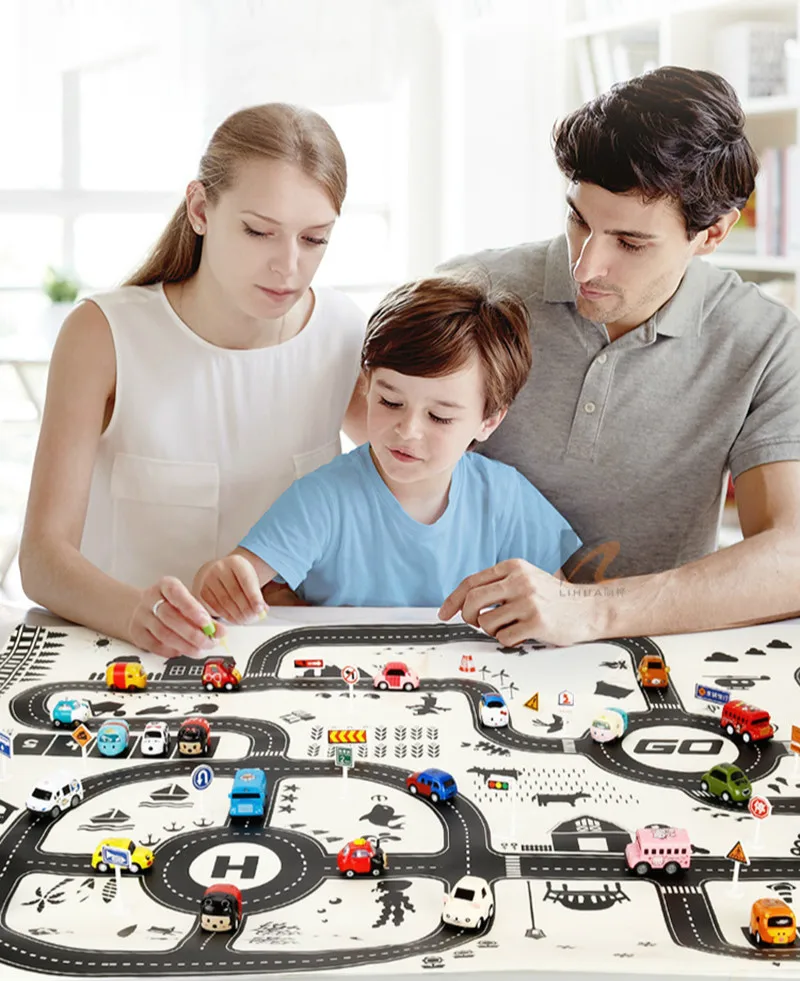 

North European Style Kids Car City Scene Taffic Highway Map Play Mat Educational Toys For Children Gym Games Road Carpet