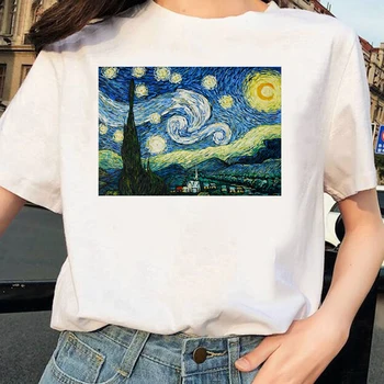 

Summer Women Tshirt Van Gogh Harajuku Aesthetic T Shirts Women Oil Painting Funny T-shirt 90s Vintage Tshirt Fashion Top Tees